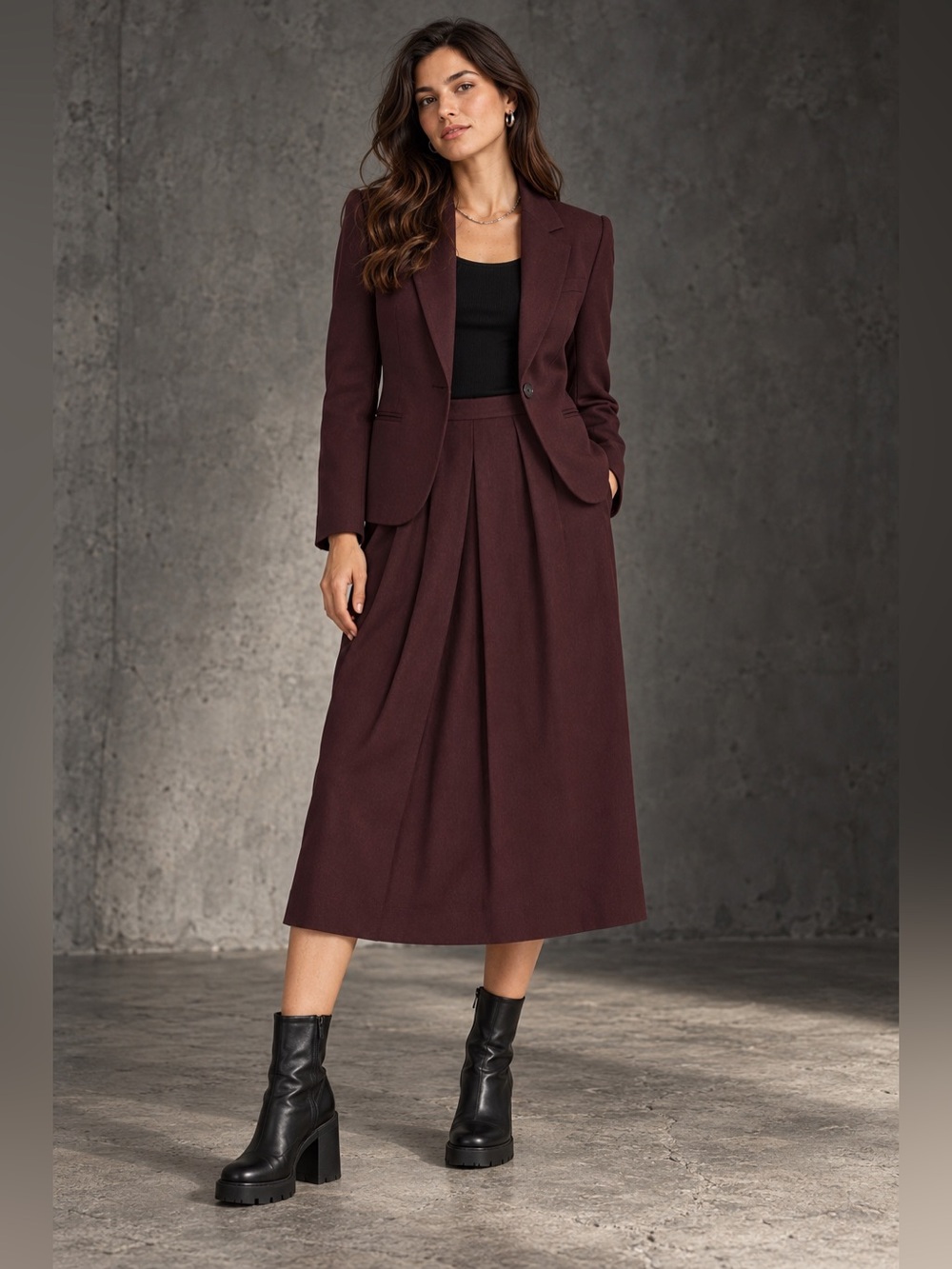 Mark Shale 100% Wool Skirt Suit Size 6 Burgundy Old Money Preppy Chic Vintage